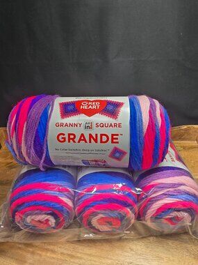 Red Heart Granny Square GRANDE - 4 skeins. Colorway = Phenomenon